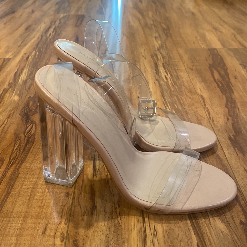 Clear strap clear heels sandals